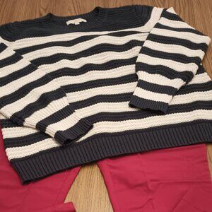 Loft Size XXL Navy Striped Sweater